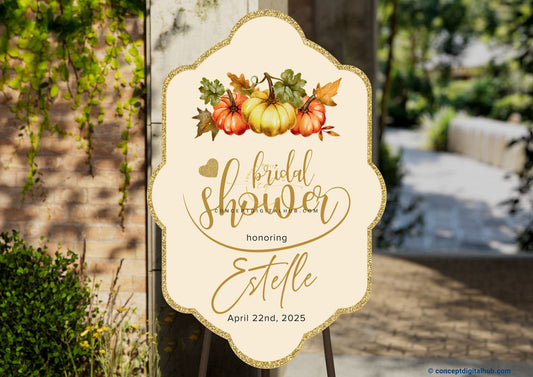 Champagne Color Pumpkins Welcome Board for Bridal Shower