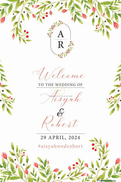 Wedding Welcome Sign Board With Tulip Flowers