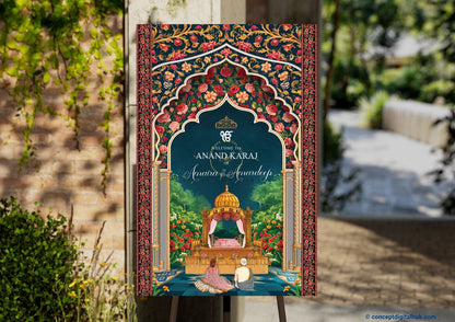 Elephant Color Floral Welcome Board for Anand Karaj