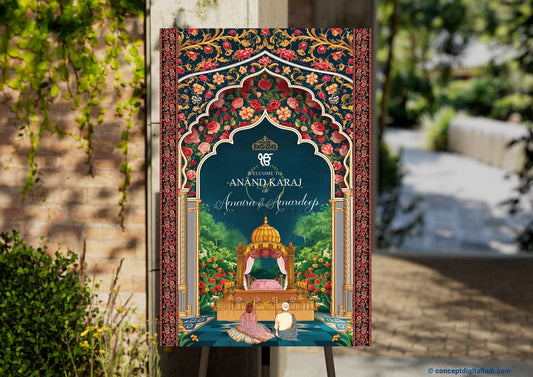 Elephant Color Floral Welcome Board for Anand Karaj