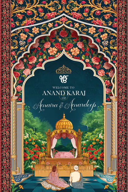 Elephant Color Floral Welcome Board for Anand Karaj