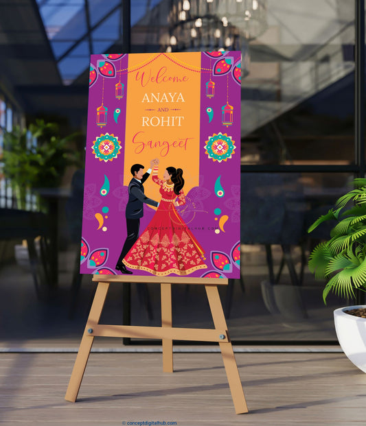 Colorful Sangeet Welcome Sign Board