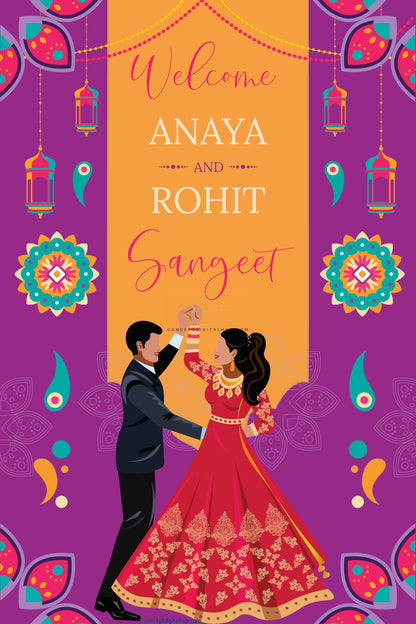 Colorful Sangeet Welcome Sign Board