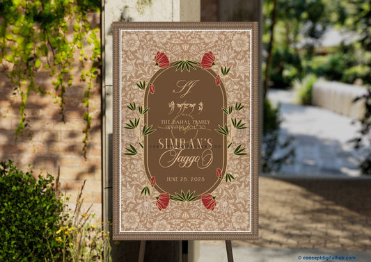 Coffee Color Floral Welcome Board for Jaggo