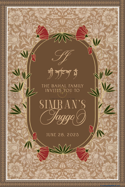 Coffee Color Floral Welcome Board for Jaggo