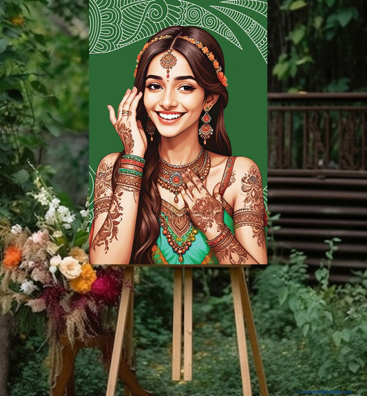 Mehndi Theme Fusion Welcome Sign Board