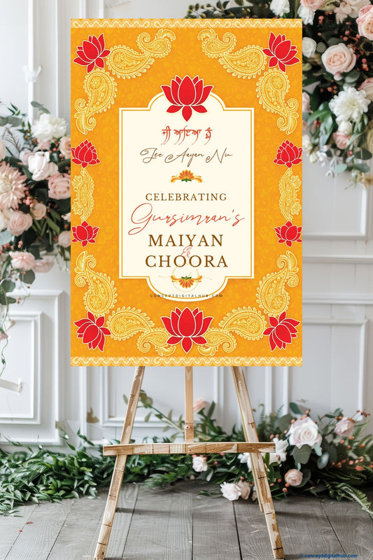 Fuel Yellow Color Floral Pattern Welcome Board for Choora