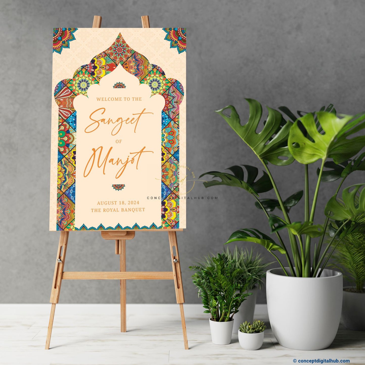 Floral Sangeet Welcome Sign Board