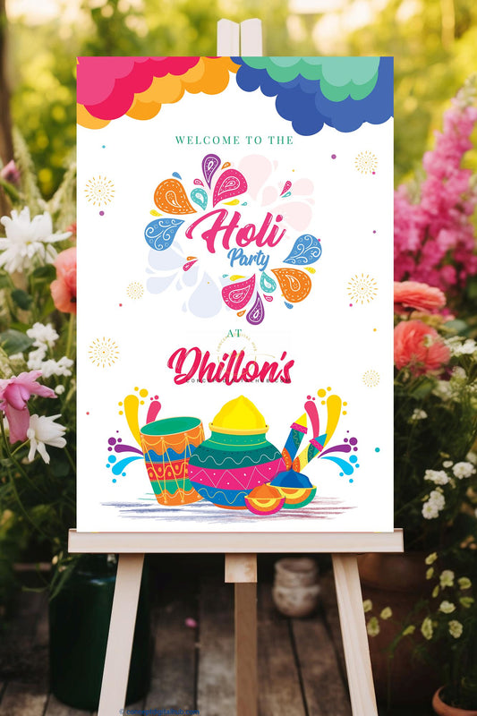 Colorful Holi Welcome Sign Board