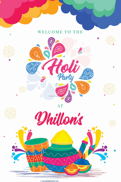 Colorful Holi Welcome Sign Board