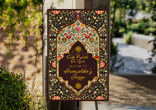 Brown Color Floral Welcome Board for Jaggo