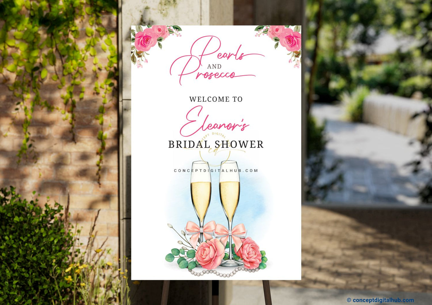 Bridalshower Champagne Glasses Welcome Sign Board