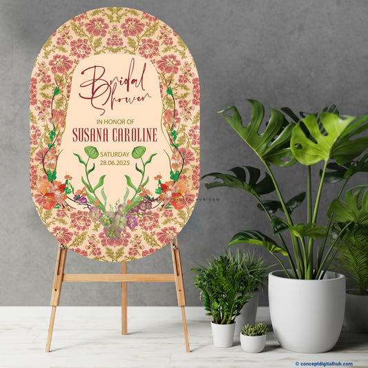 Dairy Cream Color Floral Welcome Board for Bridal Shower