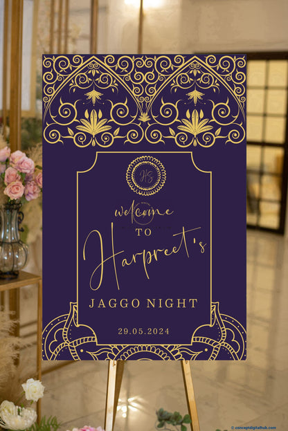 Luxury Welcome Sign Board For Sangeet