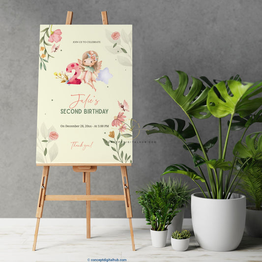 Fairy Birthday Welcome Sign Board