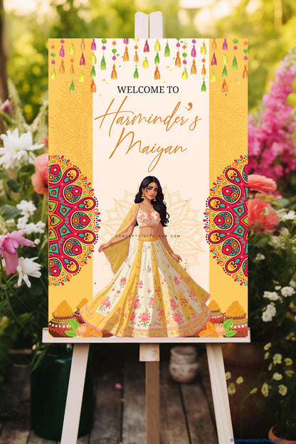 Haldi Theme Welcome Sign Board for Bridal Shower