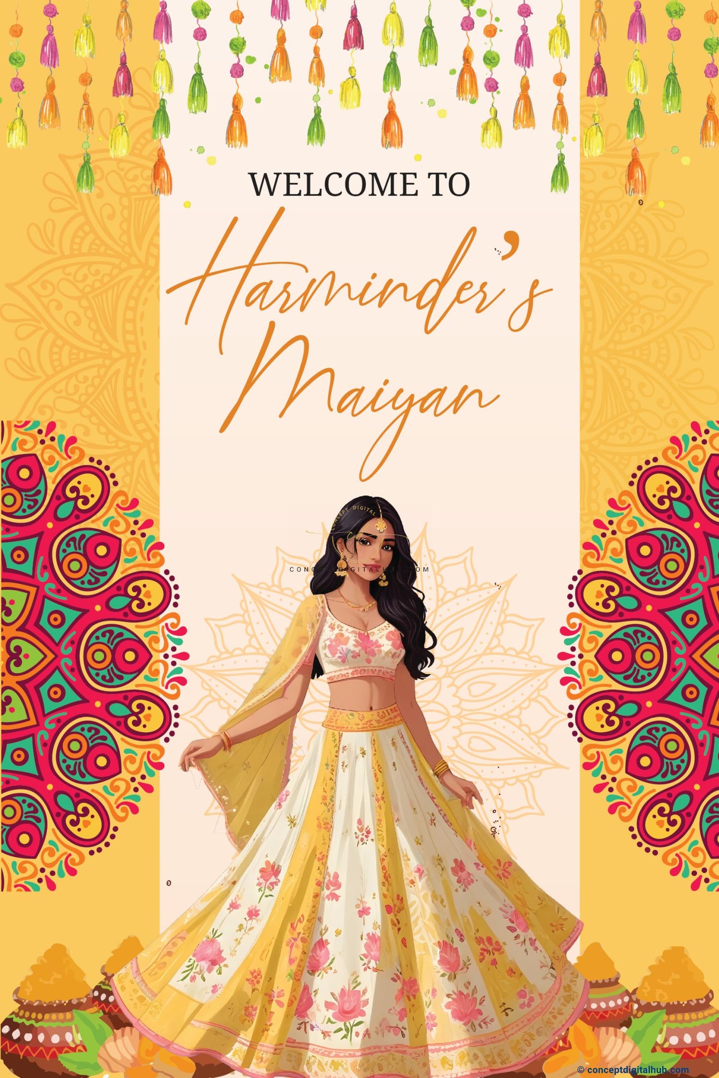 Haldi Theme Welcome Sign Board for Bridal Shower