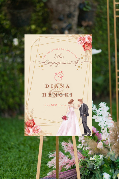 Light Colored Welcome Sign Board For Engagement