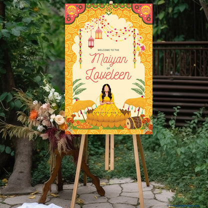 Orange Color Haldi  Welcome Board for Mayian