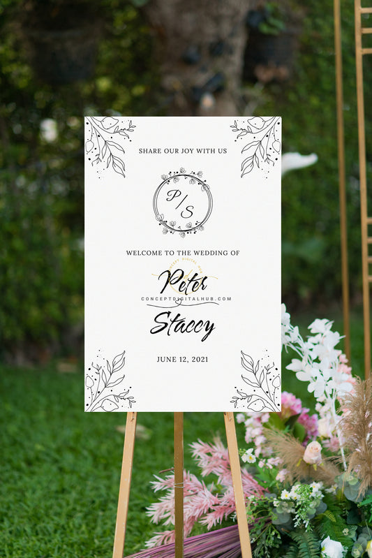 Welcome To Wedding Board In White