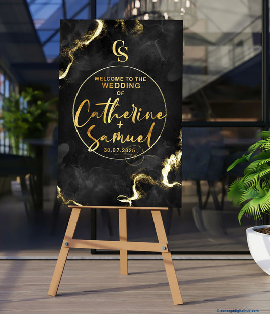 Zeus Color Glitter Lights Welcome Board for Wedding