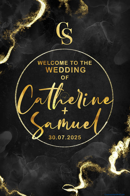 Zeus Color Glitter Lights Welcome Board for Wedding