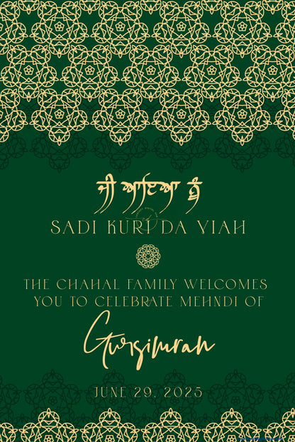 Evergreen Color Floral Pattern Welcome Board for Mehndi