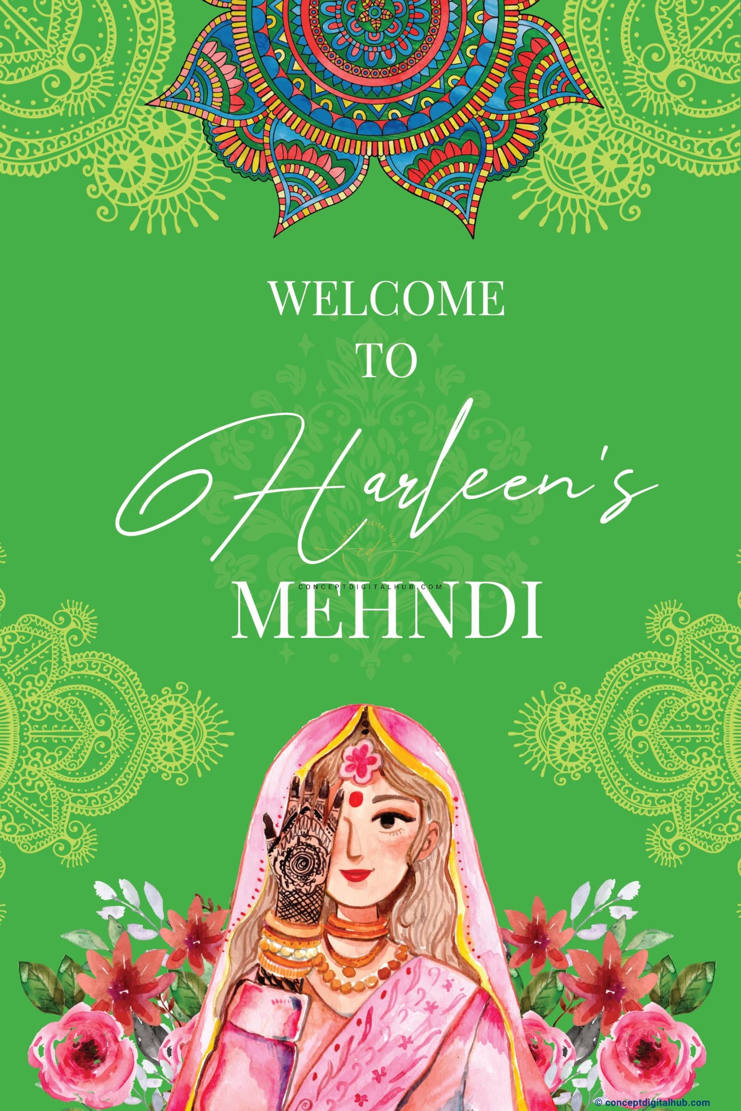 Green Mehndi Sign Board