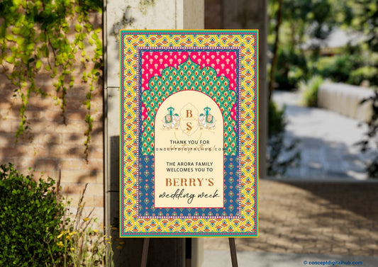 Champagne Color Elephant Welcome Board for Wedding Week