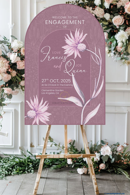 Venus Color Waratah Flower Welcome Board for Engagement