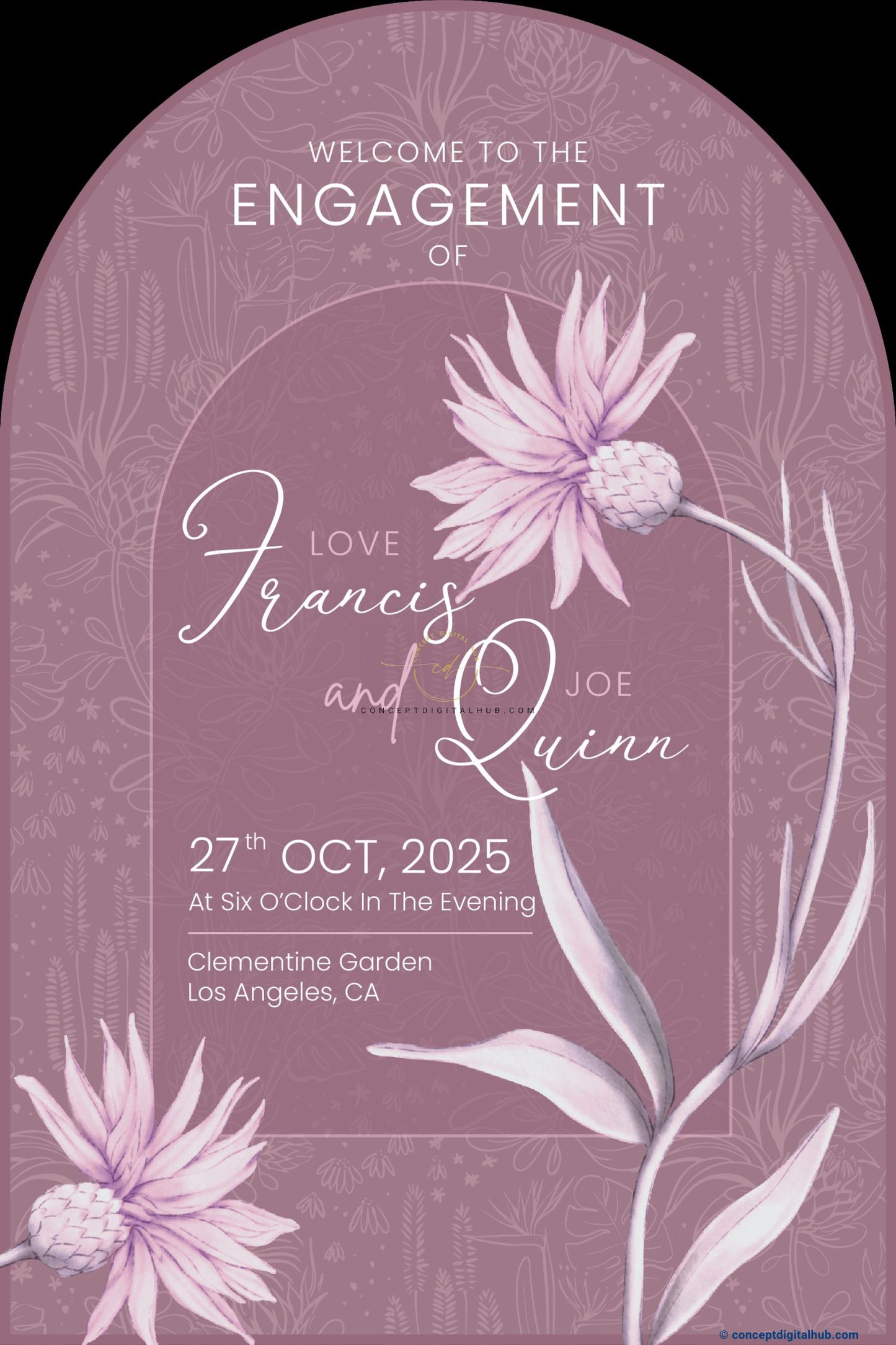 Venus Color Waratah Flower Welcome Board for Engagement
