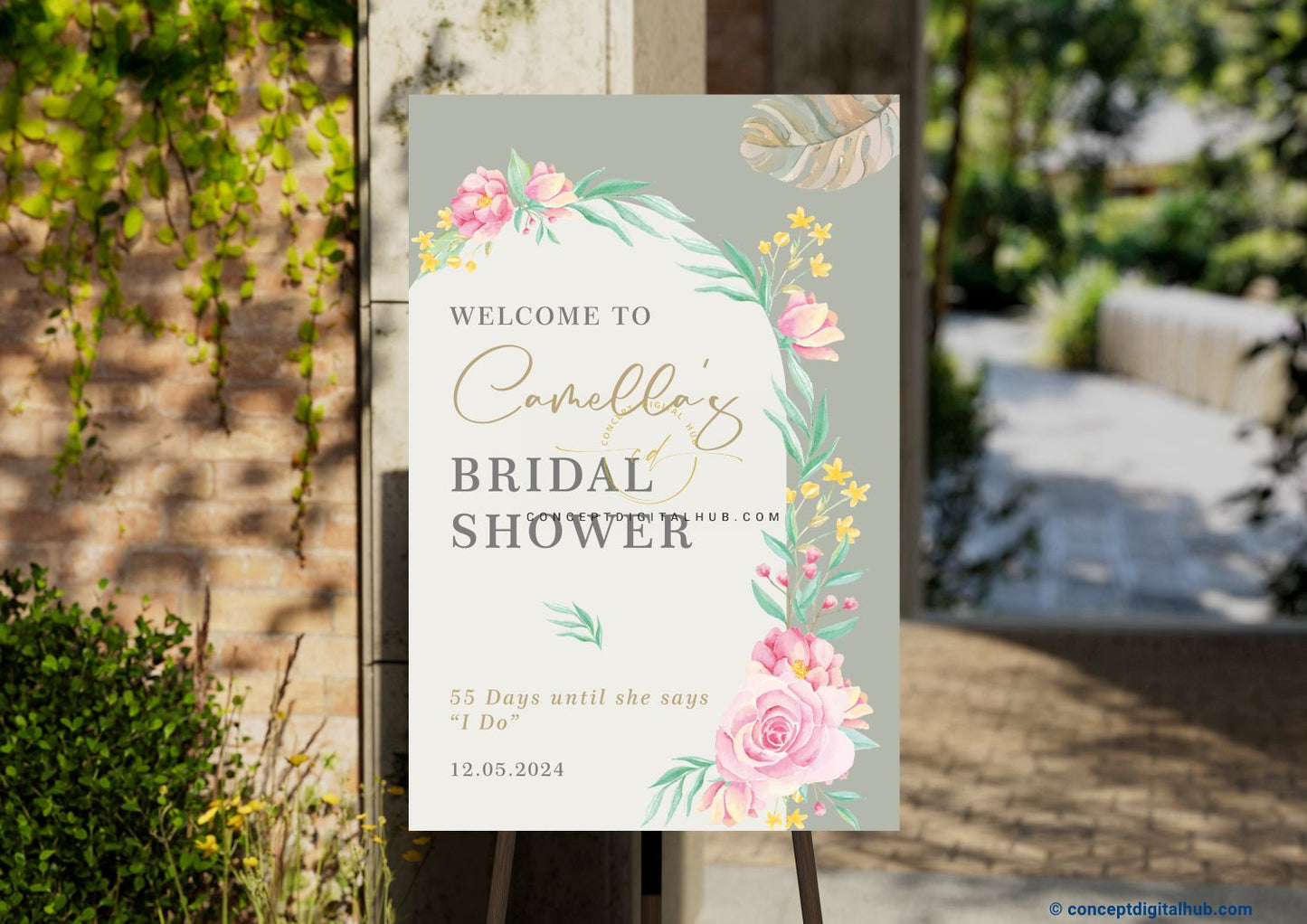 Silver Color Welcome Sign Board For Bridal Shower