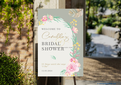 Silver Color Welcome Sign Board For Bridal Shower