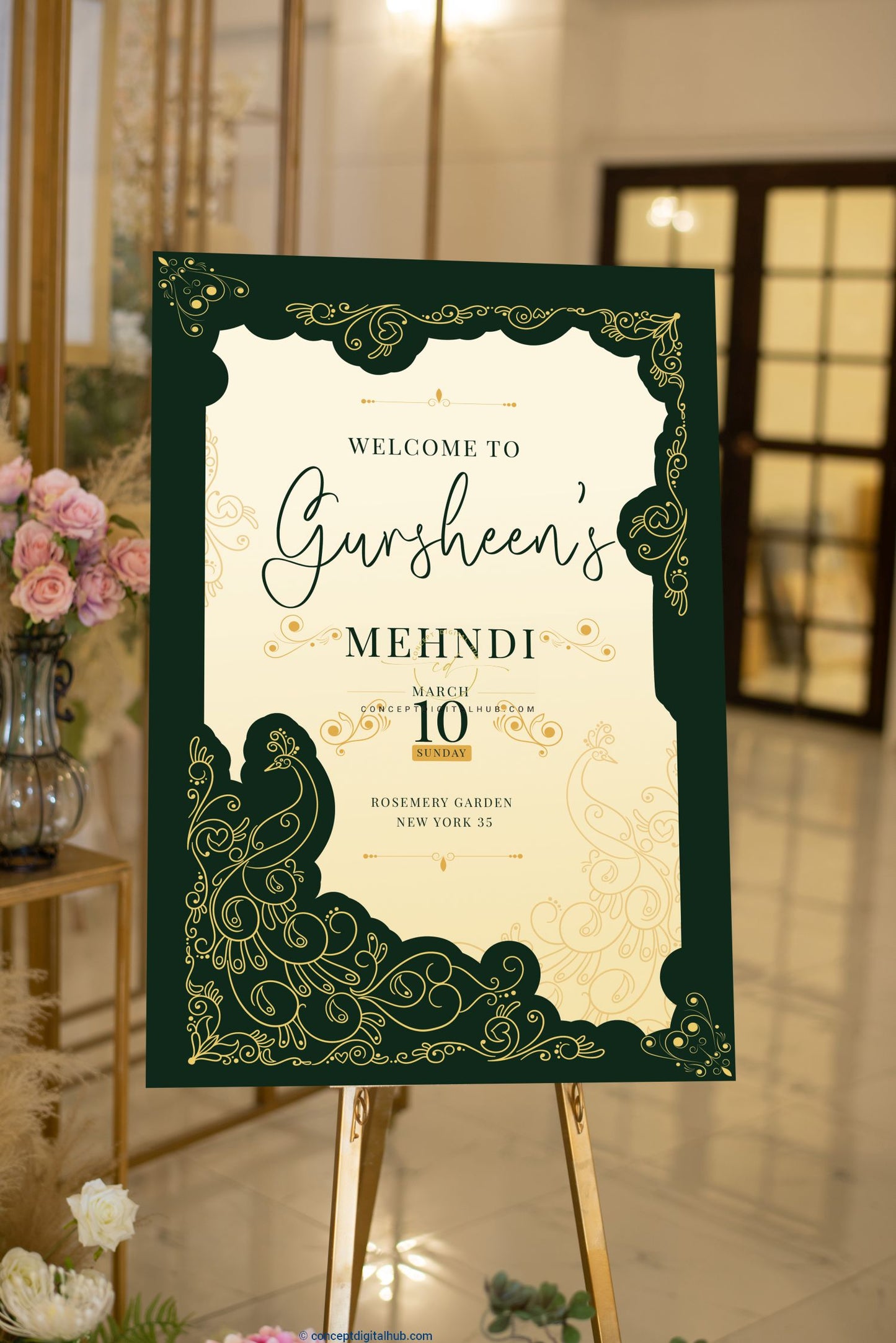 Green Mehndi Welcome Sign Board