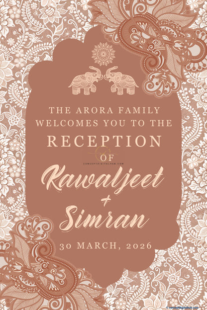 Warm Taupe Color Mandala Motif Welcome Board for Wedding Week