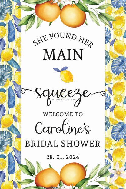 Bridal Shower Welcome Sign Board With Oranges