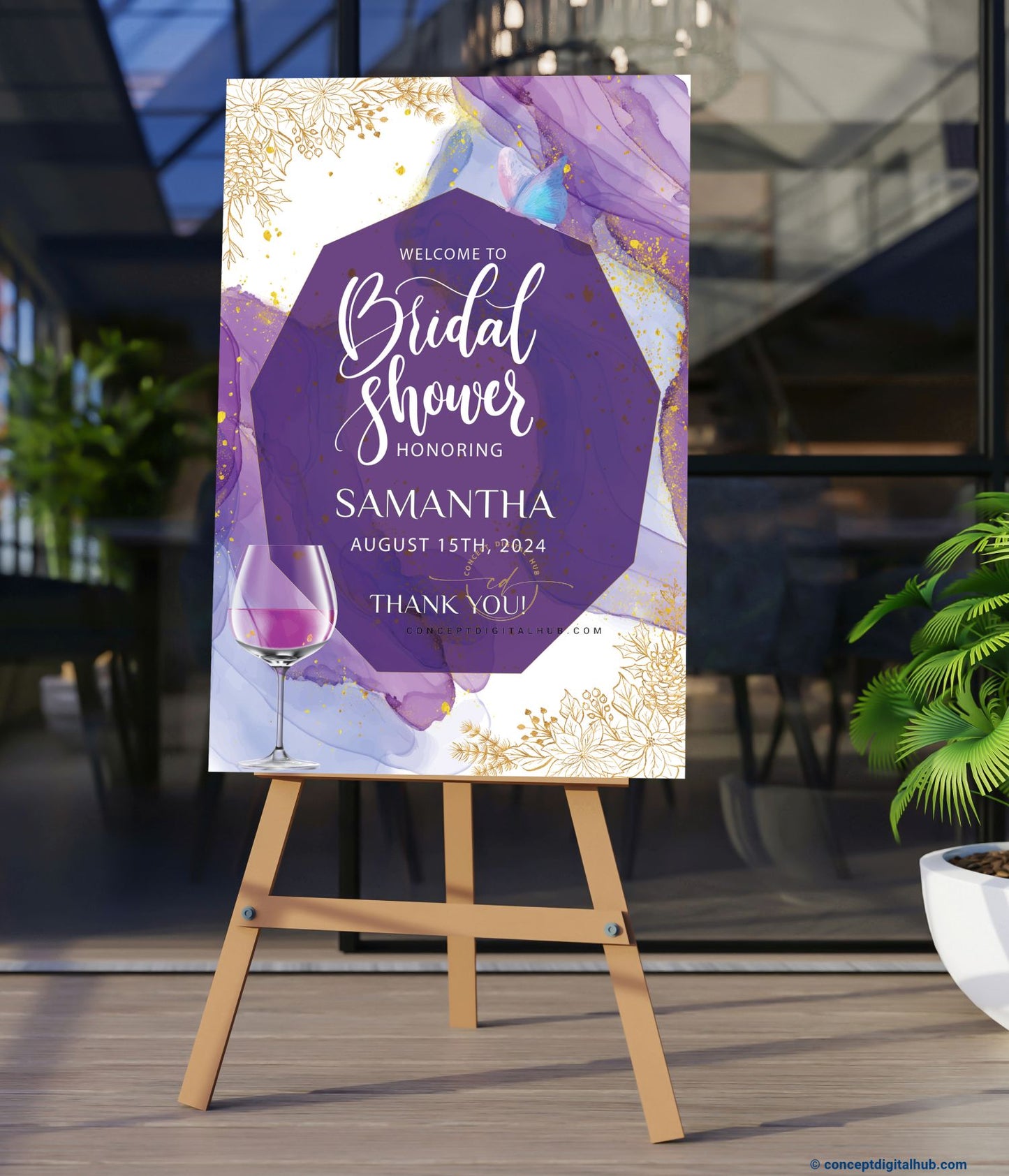 Purple Bridal Shower Welcome Sign Board