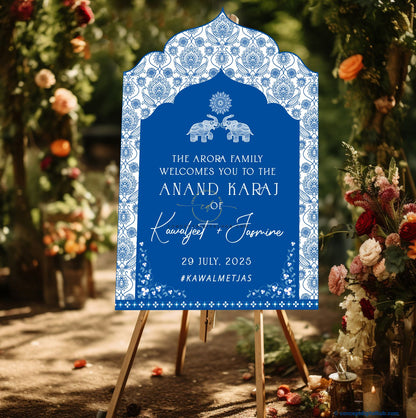 Yale Blue Color Welcome Board for Anand Karaj