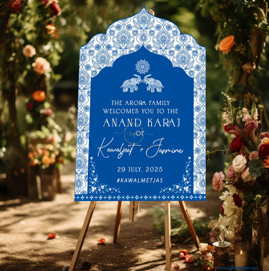 Yale Blue Color Welcome Board for Anand Karaj