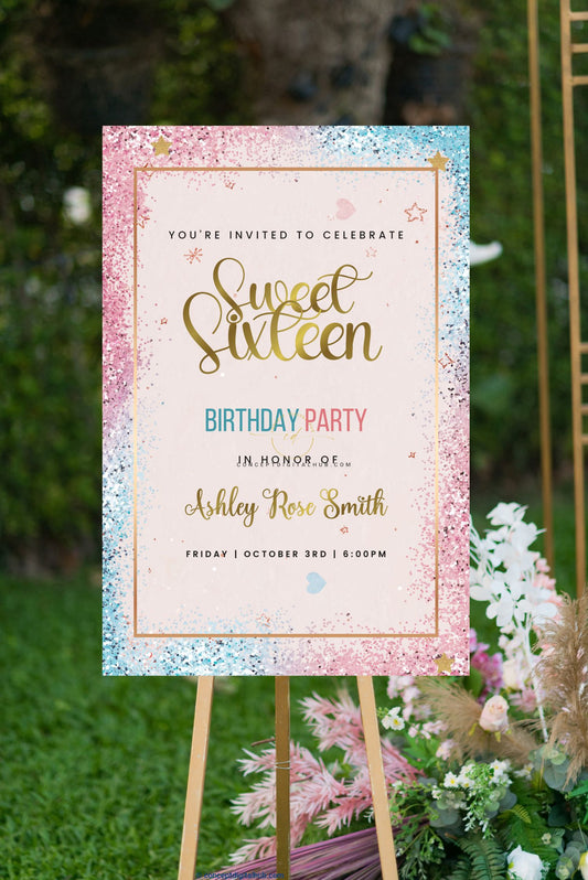 Sweet Sixteen Birthday Welcome Sign Board