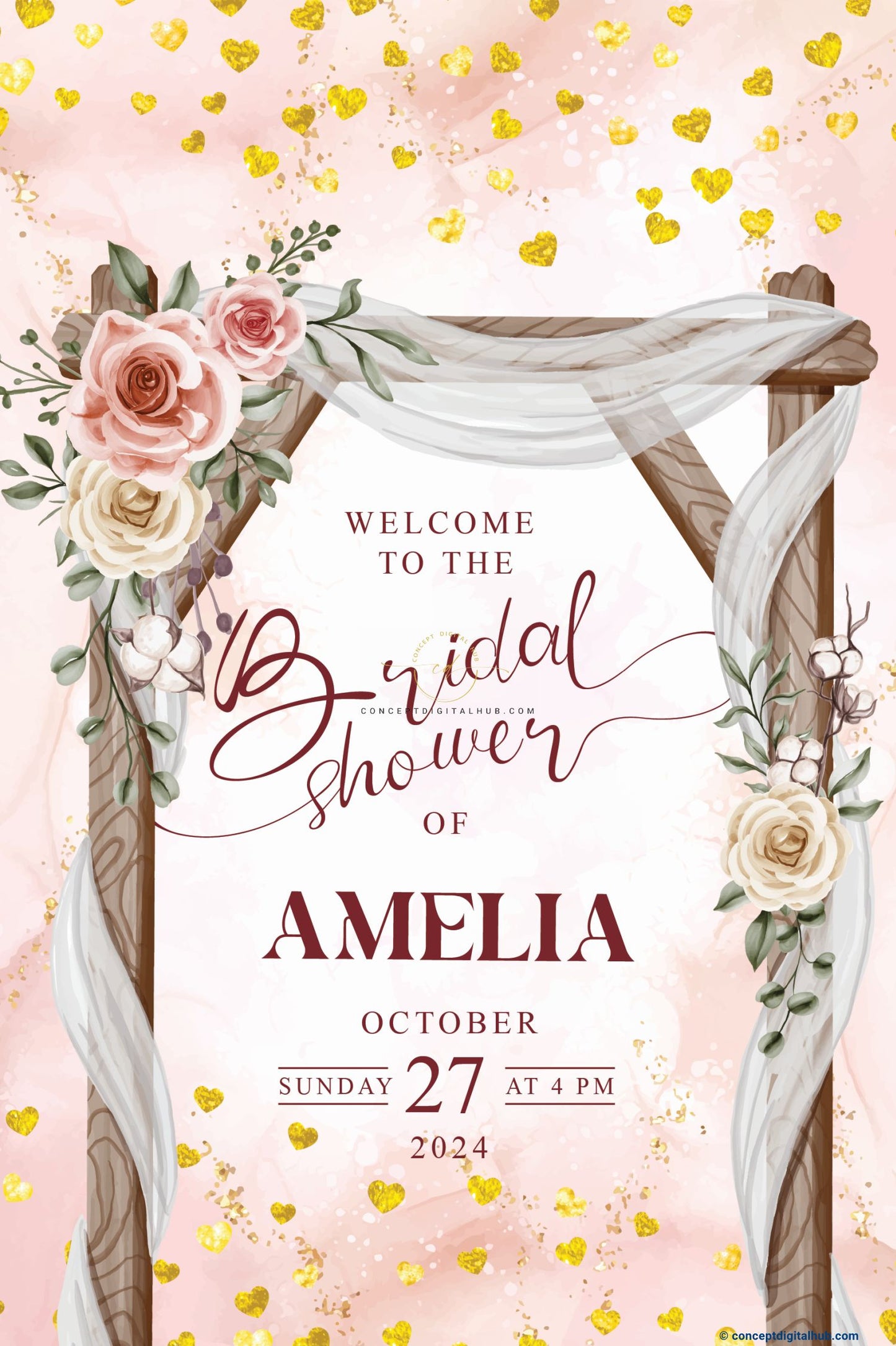 Wood Greenery Floral Welcome Board for Bridal Shower