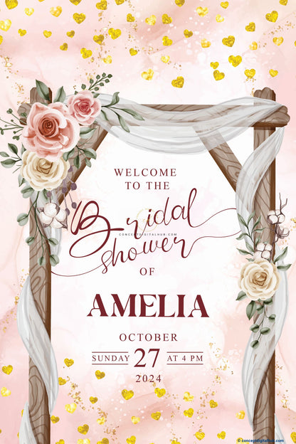 Wood Greenery Floral Welcome Board for Bridal Shower