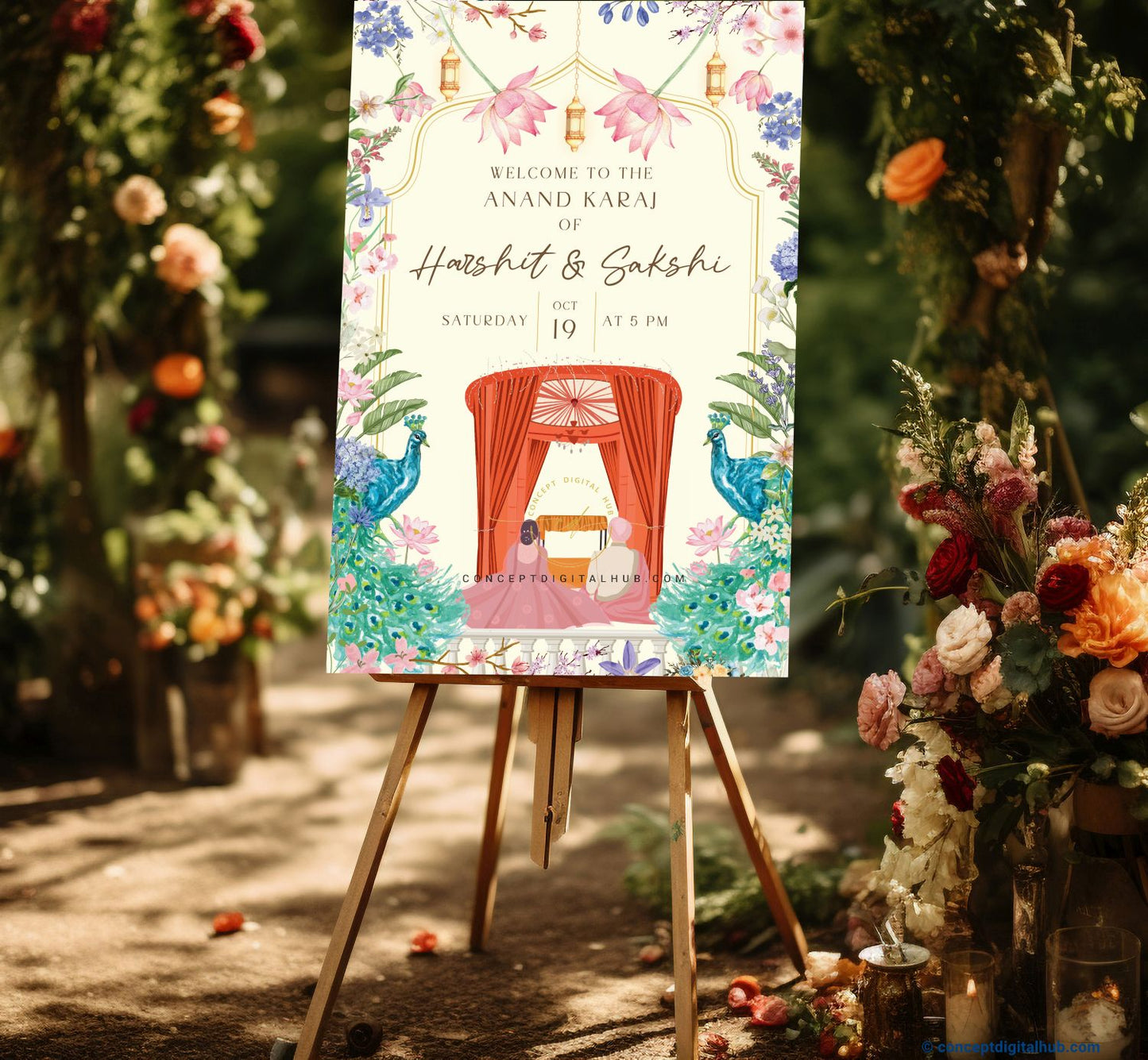 Sikh Wedding Welcome Board for Anand Karaj