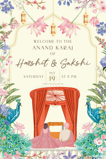 Sikh Wedding Welcome Board for Anand Karaj