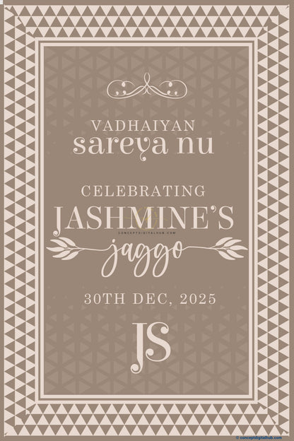 Taupe Color Botanical Leaf Divider Welcome Board for Jaggo