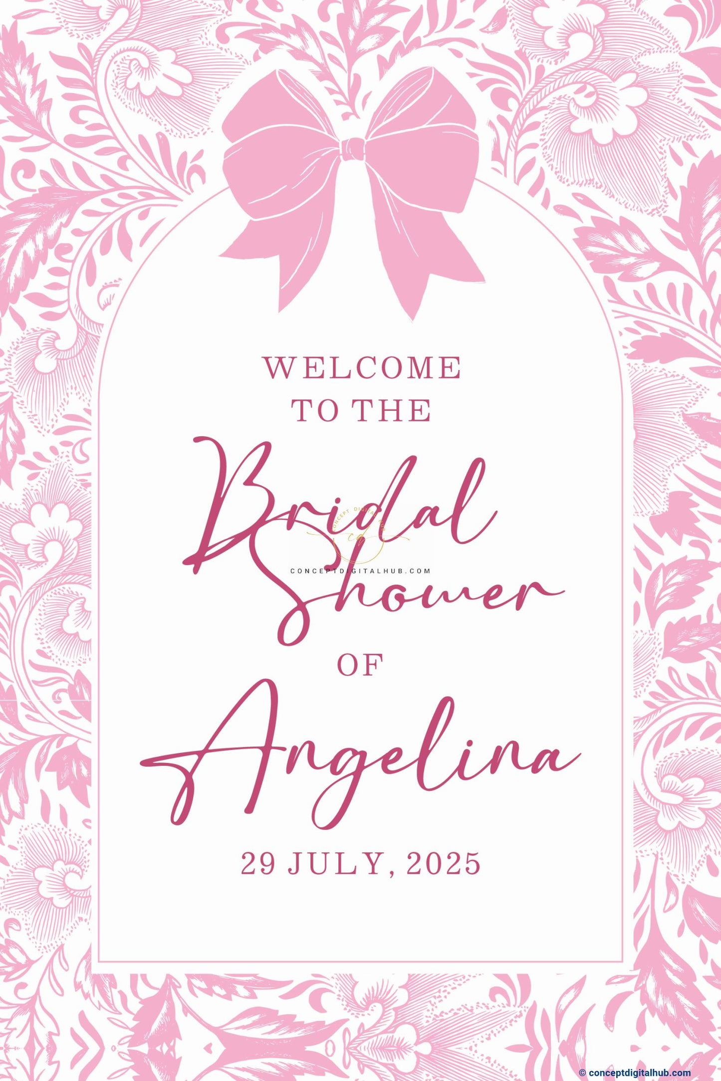 Soft Pink Color Bow Sign Welcome Board for Bridal Shower