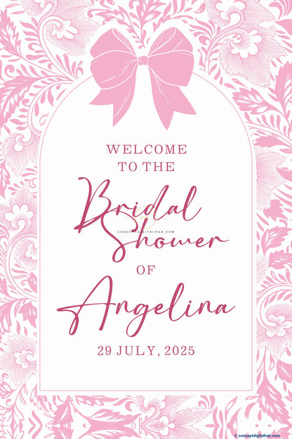 Soft Pink Color Bow Sign Welcome Board for Bridal Shower