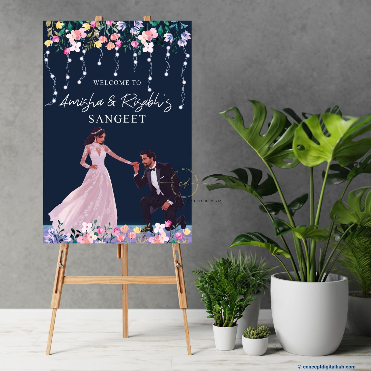 Blue Sangeet Welcome Sign Board