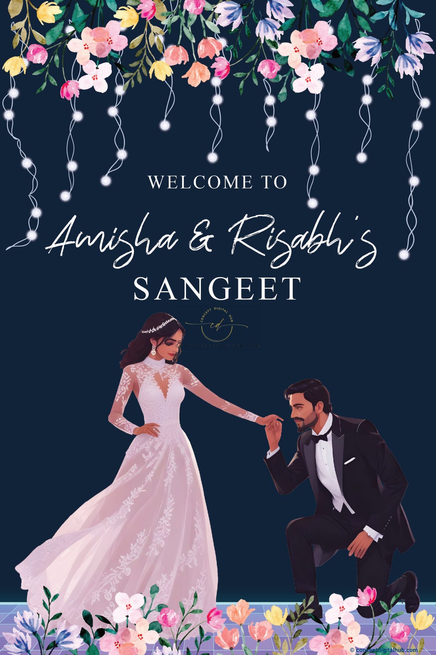 Blue Sangeet Welcome Sign Board