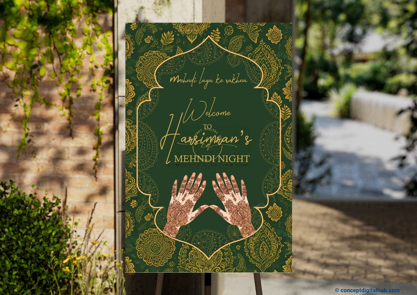 Green Mehndi Sign Welcome Sign Board